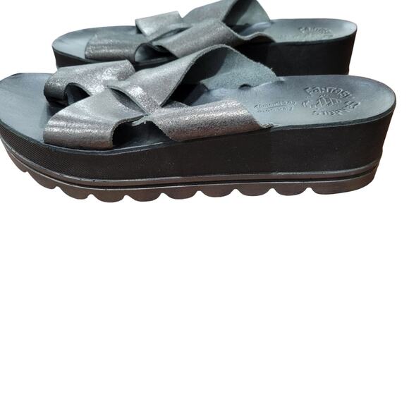 Clara Fantasy Sandals Platform Criss Cross Strap Leather Made in Greece - Picture 5 of 11